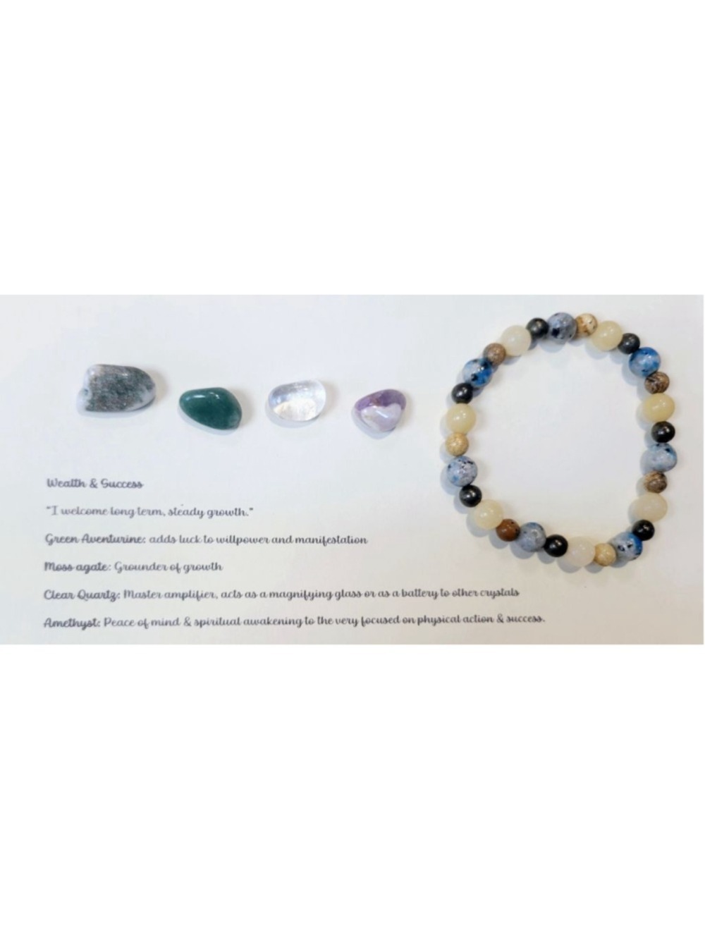 Gemstone Beaded Bracelet Intent Bundle With Crystals and Card